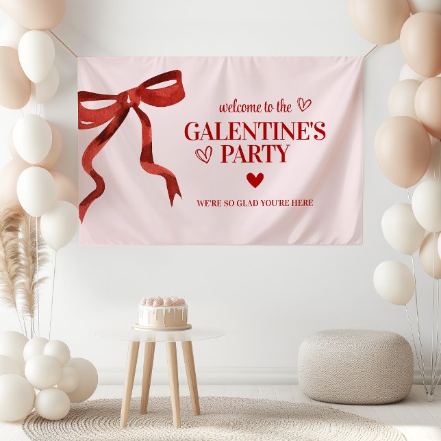 Custom Red Bow Galentine's Day Party Welcome Banner (Creator Uploaded)