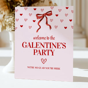 Custom Red Bow Galentine's Day Party Welcome Sign