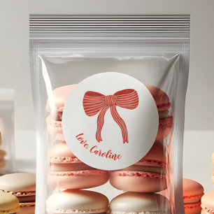 Custom Red Bow Personalized Valentine's Day  Classic Round Sticker