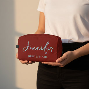 Custom Red Bridesmaid Makeup Bag for Bride Squad