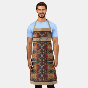 Custom Red Brown Teal Blue Orange Mosaic Art Motif Apron