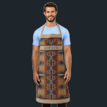 Custom Red Brown Teal Blue Orange Tribal Pattern Apron<br><div class="desc">Fun classic apron contemporary burnt orange, dark brown, red and teal blue green mosaic tribal pattern design. With room to customise or personalise with a name, or (limited) words or short text of your choice. Cute Thanksgiving or Christmas gift for that mum, dad, daughter or son - or those grandmothers...</div>