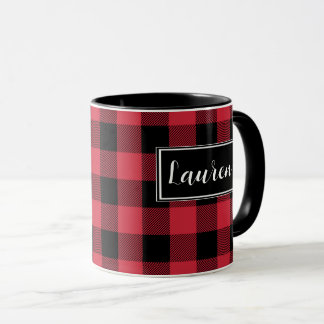 Custom Red Buffalo Check Plaid Mug