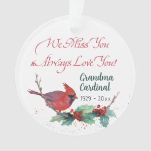 Custom Red Cardinal Memorial Keepsake Ornament