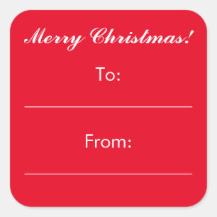 Custom red Christmas to and from gift tag stickers