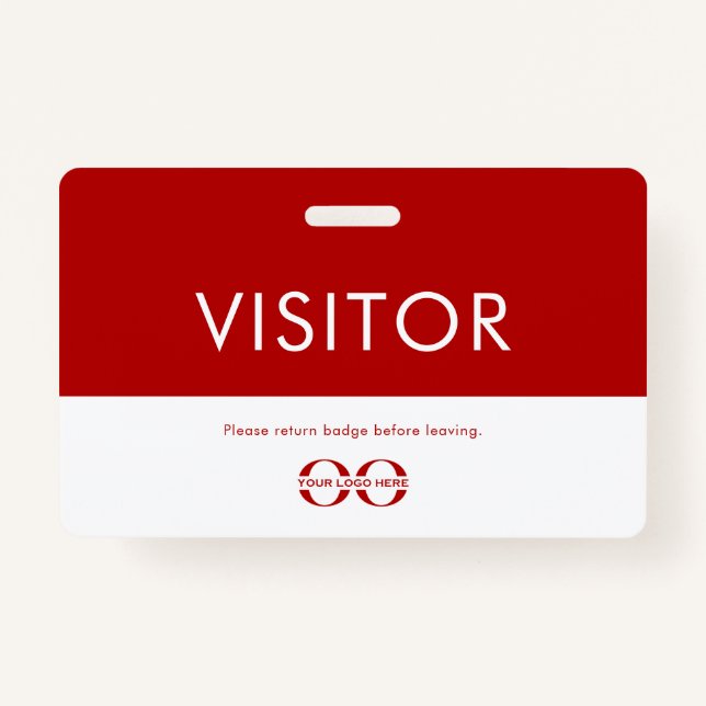 Custom Red Company Logo Visitor Badge ID Badge (Front)