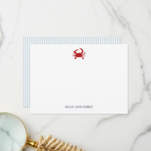 Custom Red Crab Painting Stationary Thank You Card