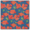 Custom Red Field Poppies Deep Blue Floral Fabric