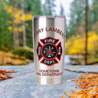 Custom Red Fire Department Firefighter Badge Insulated Tumbler