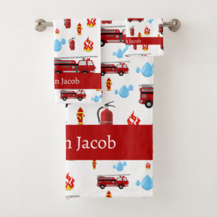 Custom Red Fire Trucks Firetrucks Pattern Towel