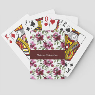 Custom Red Floral Poker Cards