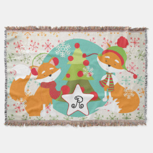 Custom Red Fox Christmas Holiday Throw