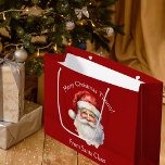 Custom Red From Santa Claus Kids Christmas Large Gift Bag<br><div class="desc">Customise this nostalgic from Santa Claus red gift bag with your own personalised text with your kids name in white script. This beautiful old fashioned drawing of Santa's red hat and white beard are the perfect holiday stickers for your children's presents under the tree on Christmas day.</div>
