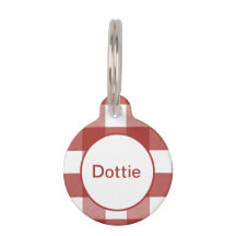Custom Red Gingham Pet ID Tag
