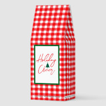 CUSTOM RED GINHAM CHECK HOLIDAY CHEER COFFEE 
