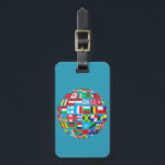 Custom Red Globe World Flags Map, Luggage Tag<br><div class="desc">Personal map of the world, red luggage tag. A red background globe sphere with different flags of the world arranged in no particular order, with background of stars floating in space. Text boxes are provided for you to easily write your Initials at the front (where it says I.A.M.) or your...</div>