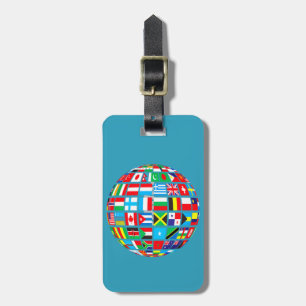 Custom Red Globe World Flags Map, Luggage Tag