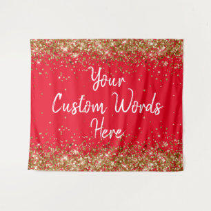 Custom Red Gold Backdrop Personalised Photo Booth Tapestry