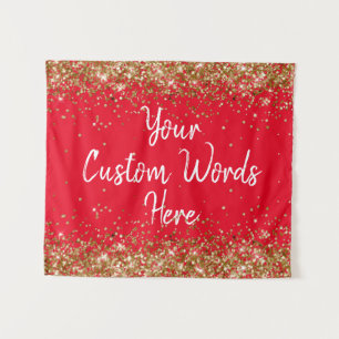 Custom Red Gold Backdrop Personalised Photo Booth Tapestry