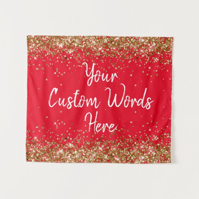 Custom Red Gold Backdrop Personalised Photo Booth Tapestry (Front (Horizontal))