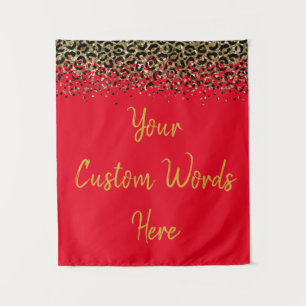 Custom Red Gold.Leopard Birthday Party Photo Booth Tapestry