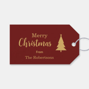 Custom Red & Gold Merry Christmas  Gift Tags