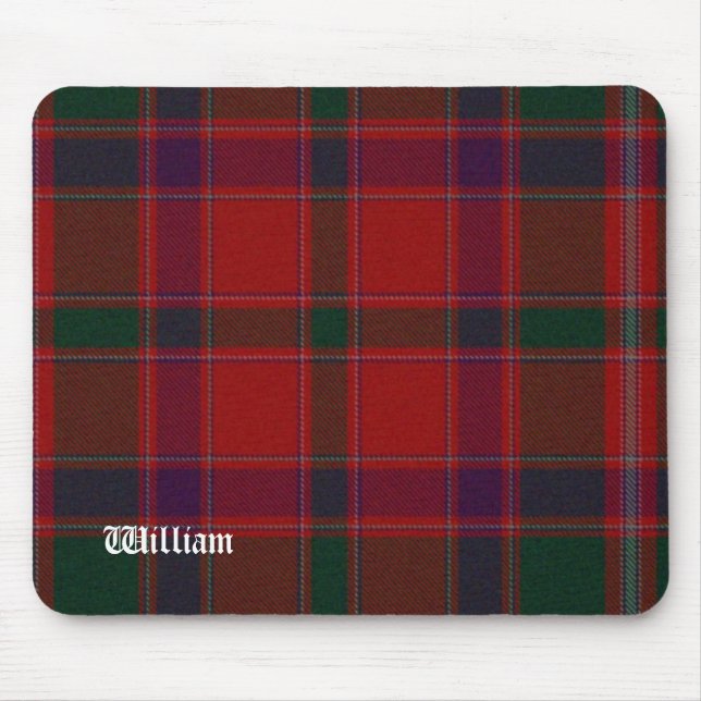 Custom Red & Green Stewart Tartan Plaid Mouse Pad (Front)