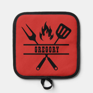 Custom Red Grilling Apron Pot Holder