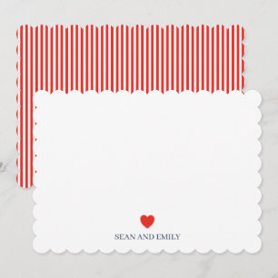 Custom Red Heart Love Painting Wedding Stationary Thank You Card