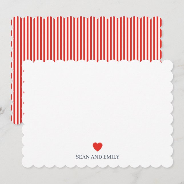 Custom Red Heart Love Painting Wedding Stationary Thank You Card (Front/Back)