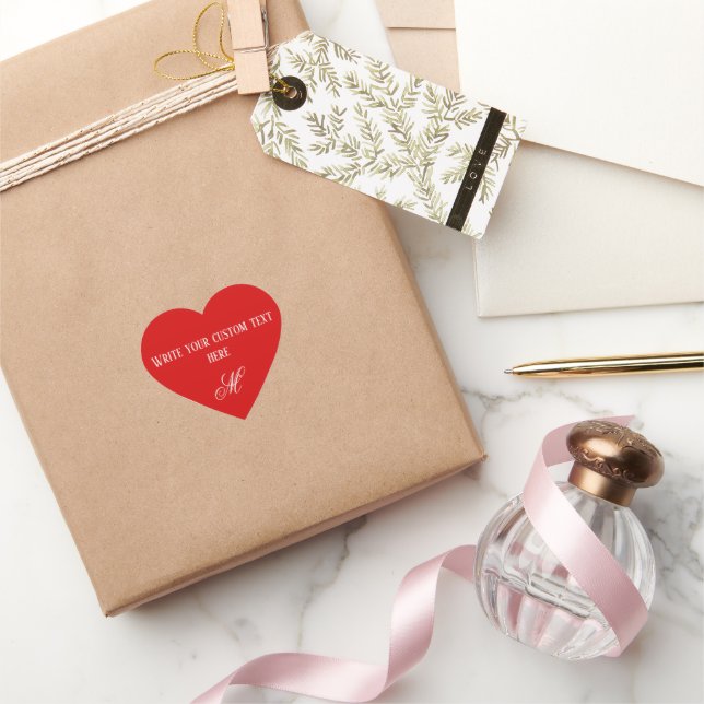 Custom Red Heart Valentine's Day Name & Monogram Sticker (Gifting)
