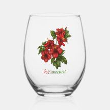 Custom Red Hibiscus Stemless Glass
