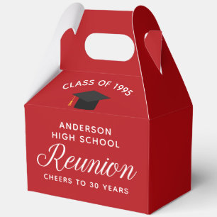 Custom Red High School Alumni Reunion Party Favour Box