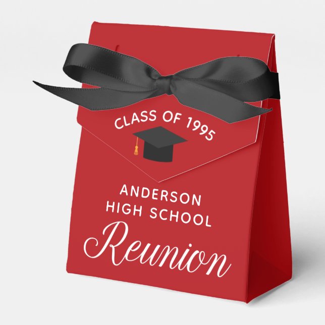 Custom Red High School Reunion Party Favour Box (Front Side)