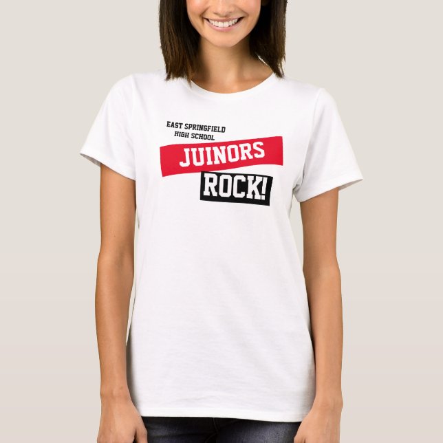 Custom Red Juniors High School Class  T-Shirt (Front)