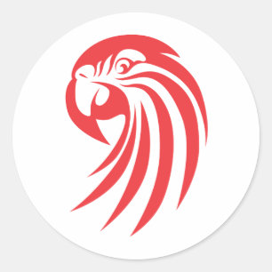 Custom Red Macaw Logo Classic Round Sticker