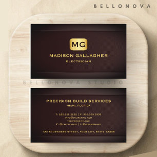 Custom Red Maroon Gold Construction Professional Business Card