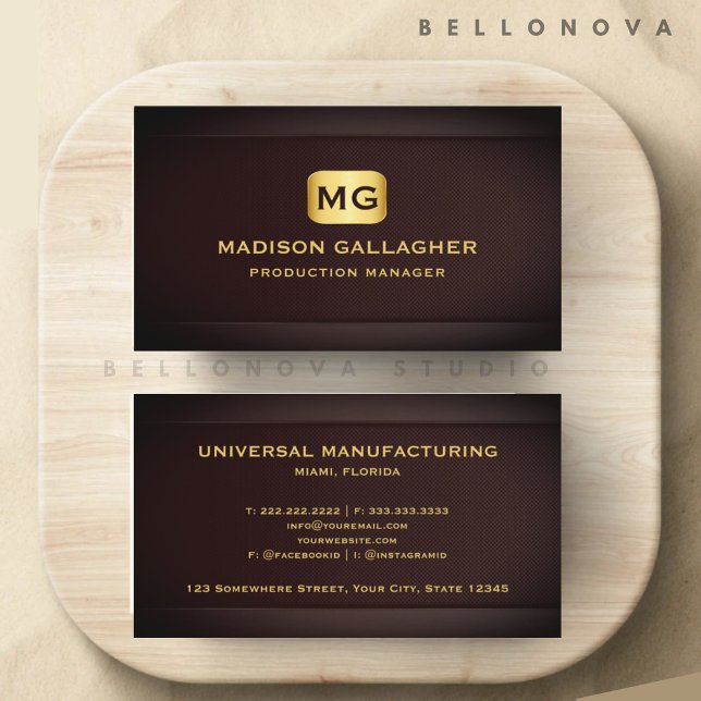 Custom Red Maroon Gold Manufacturing Professional Business Card (Custom Red Maroon Gold Manufacturing Professional Business Card)