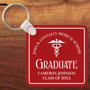 Custom Red Medical School Graduation Keepsake Key Ring