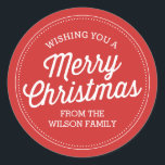 Custom Red Merry Christmas Stickers<br><div class="desc">Custom red holiday sticker design by Shelby Allison.</div>