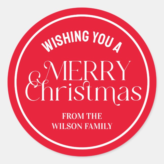 Custom Red Merry Christmas Stickers (Front)