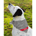 Custom Red Name on Houndstooth Pattern Pet Bandana<br><div class="desc">Printed on one side, black and white houndstooth pattern bandanna with dog's name on a red band. Two sizes available: 18"x18" (kids, small dogs) and 22"x22" (adults, large dogs). Easily change name using the Template provided. Lightweight fabric that breathes well and dries quickly. 100% spun polyester. See "About This Product"...</div>