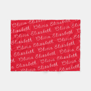 Custom Red Name Pretty Personalised Baby Girl Gift Fleece Blanket