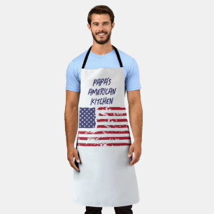 Custom Red & Navy American Flag Kitchen Adult Apron