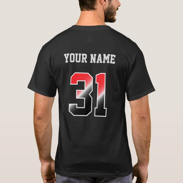 Custom Red Number 31 Personalised  T-Shirt (Back)
