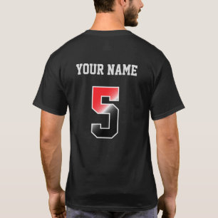 Custom Red Number 5 Personalised  T-Shirt