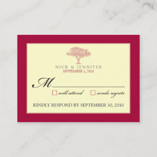 ::CUSTOM:: Red Oak Tree 3.5"x2.5" RSVP Card