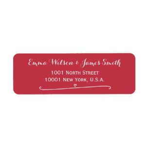 Custom Red Personalised Address Labels Heart