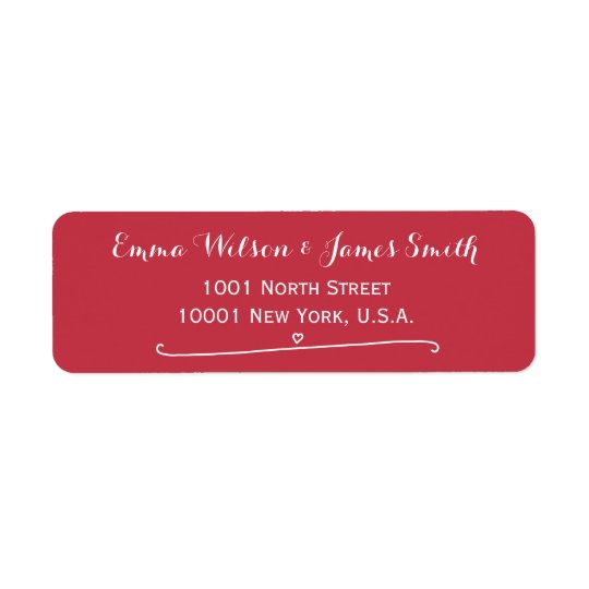 Custom Red Personalised Address Labels Heart