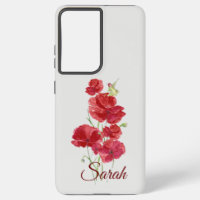 Custom Red Poppy Flowers Rufous Hummingbird Bird 